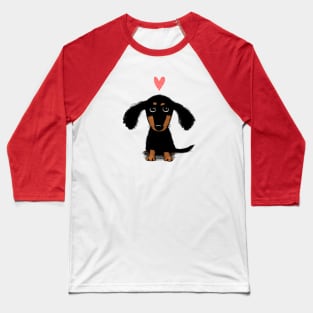 Dachshund Puppy Love | Cute Black and Tan Wiener Dog with Heart Baseball T-Shirt